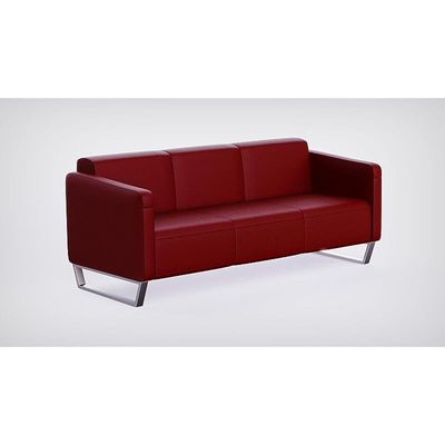 Mahmayi 2850 Three Seater Sofa in Maroon PU Leather with Loop Leg Design - Comfortable Lounge Seat for Living Room, Office, or Bedroom (3-Seater, Maroon, Loop Leg)