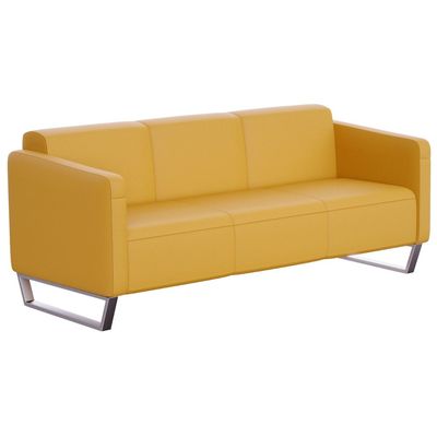 أريكة Mahmayi 2850 بثلاثة مقاعد من جلد الصندل مع تصميم حلقة الساق - مقعد صالة مريح لغرفة المعيشة أو المكتب أو غرفة النوم (3 مقاعد، صندل، ساق حلقية)