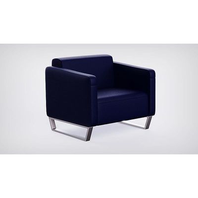 أريكة Mahmayi 2850 بمقعد واحد من جلد البولي يوريثان الأزرق مع تصميم حلقة الساق - مقعد صالة مريح لغرفة المعيشة أو المكتب أو غرفة النوم (مقعد واحد، أزرق، ساق حلقية)