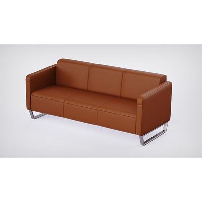 Mahmayi 2850 Three Seater Sofa in Brown PU Leather with Loop Leg Design - Comfortable Lounge Seat for Living Room, Office, or Bedroom (3-Seater, Brown, Loop Leg)