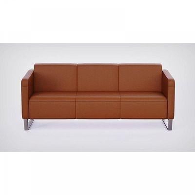 Mahmayi 2850 Three Seater Sofa in Brown PU Leather with Loop Leg Design - Comfortable Lounge Seat for Living Room, Office, or Bedroom (3-Seater, Brown, Loop Leg)