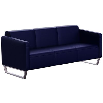 Mahmayi 2850 Three Seater Sofa in Blue PU Leather with Loop Leg Design - Comfortable Lounge Seat for Living Room, Office, or Bedroom (3-Seater, Blue, Loop Leg)