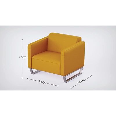 Mahmayi 2850 Single Seater Sofa in Yellow PU Leather with Loop Leg Design - Comfortable Lounge Seat for Living Room, Office, or Bedroom (1-Seater, Yellow, Loop Leg)