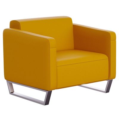 Mahmayi 2850 Single Seater Sofa in Yellow PU Leather with Loop Leg Design - Comfortable Lounge Seat for Living Room, Office, or Bedroom (1-Seater, Yellow, Loop Leg)