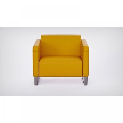 أريكة Mahmayi 2850 بمقعد واحد من جلد البولي يوريثان الأصفر مع تصميم حلقة الساق - مقعد صالة مريح لغرفة المعيشة أو المكتب أو غرفة النوم (مقعد واحد، أصفر، ساق حلقية)