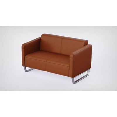 Mahmayi 2850 Two Seater Sofa in Brown PU Leather with Loop Leg Design - Comfortable Lounge Seat for Living Room, Office, or Bedroom (2-Seater, Brown, Loop Leg)