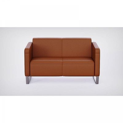 Mahmayi 2850 Two Seater Sofa in Brown PU Leather with Loop Leg Design - Comfortable Lounge Seat for Living Room, Office, or Bedroom (2-Seater, Brown, Loop Leg)