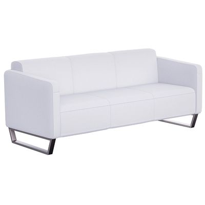 Mahmayi 2850 Three Seater Sofa in White PU Leather with Loop Leg Design - Comfortable Lounge Seat for Living Room, Office, or Bedroom (3-Seater, White, Loop Leg)