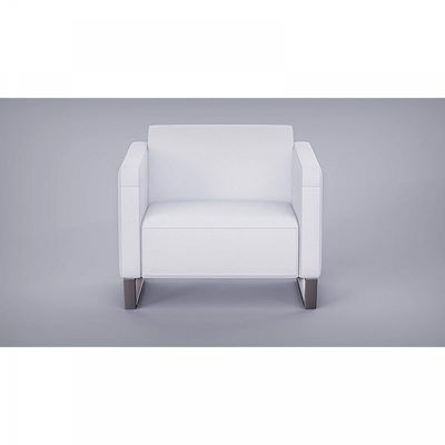 Mahmayi 2850 Single Seater Sofa in White PU Leather with Loop Leg Design - Comfortable Lounge Seat for Living Room, Office, or Bedroom (1-Seater, White, Loop Leg)