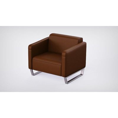 Mahmayi 2850 Single Seater Sofa in Dark Brown PU Leather with Loop Leg Design - Comfortable Lounge Seat for Living Room, Office, or Bedroom (1-Seater, Dark Brown, Loop Leg)