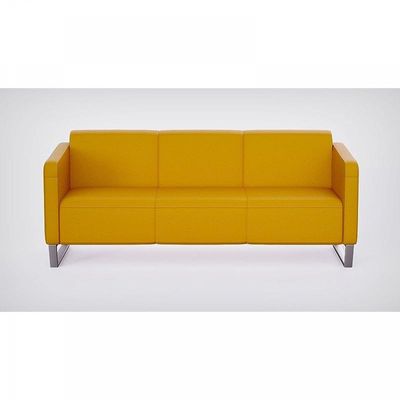 أريكة Mahmayi 2850 بثلاثة مقاعد من جلد البولي يوريثان الأصفر مع تصميم حلقة الساق - مقعد صالة مريح لغرفة المعيشة أو المكتب أو غرفة النوم (3 مقاعد، أصفر، ساق حلقية)