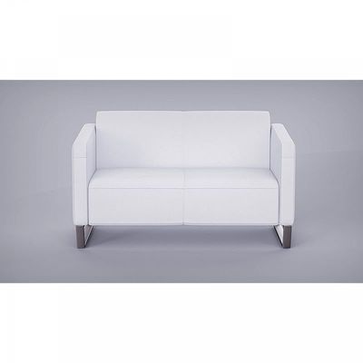 Mahmayi 2850 Two Seater Sofa in White PU Leather with Loop Leg Design - Comfortable Lounge Seat for Living Room, Office, or Bedroom (2-Seater, White, Loop Leg)