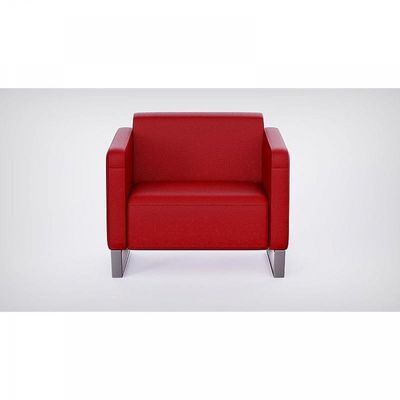 Mahmayi 2850 Single Seater Sofa in Red PU Leather with Loop Leg Design - Comfortable Lounge Seat for Living Room, Office, or Bedroom (1-Seater, Red, Loop Leg)