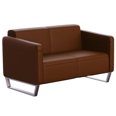 Mahmayi 2850 Two Seater Sofa in Dark Brown PU Leather with Loop Leg Design - Comfortable Lounge Seat for Living Room, Office, or Bedroom (2-Seater, Dark Brown, Loop Leg)