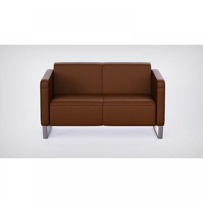 Mahmayi 2850 Two Seater Sofa in Dark Brown PU Leather with Loop Leg Design - Comfortable Lounge Seat for Living Room, Office, or Bedroom (2-Seater, Dark Brown, Loop Leg)