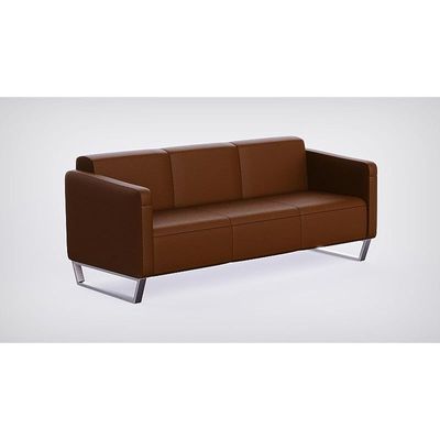 Mahmayi 2850 Three Seater Sofa in Dark Brown PU Leather with Loop Leg Design - Comfortable Lounge Seat for Living Room, Office, or Bedroom (3-Seater, Dark Brown, Loop Leg)