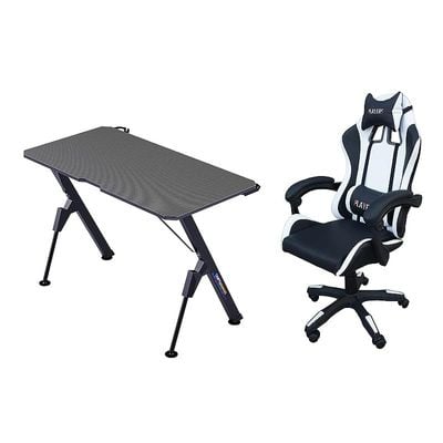 Contrgaming by TJ HYG 01 Gaming Black White Chair and V2-1060 Plain Desk Gaming Combo Perfect for Home Gaming and office Workstation Setup