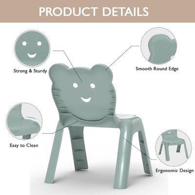 Mahmayi CH01 Kids Chair - Plastic Stackable Chair with Smooth Round Corners, Sturdy & Stable, Ergonomic Design, Easy to Clean - Children's Seating for Playrooms, Schools (Light Grey, Single Chair)