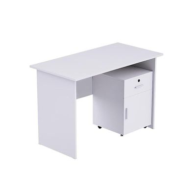 Mahmayi MP1 120x60 Writing Table with Mobile Drawer - Modern Office Desk for Home & Work, Ergonomic Design, Study Desk with Storage, Sturdy Computer Table for Office, Bedroom, Living Room (White)