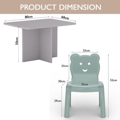 Mahmayi CH01 Ergonomic Child Desk(80X50) Light Grey with 4 X CHC1 Child Plastic Chair Light Grey Combo