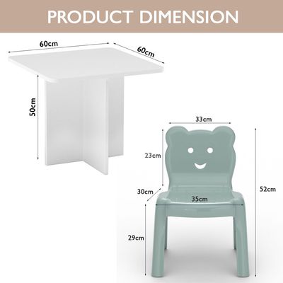 Mahmayi CH01 Child Desk White(60X60) with 2 X CHC1 Child Plastic Chair Light Grey Combo