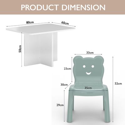 Mahmayi CH01 Ergonomic Child Desk(80X50) White with 4 X CHC1 Child Plastic Chair Light Grey Combo