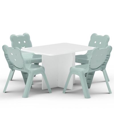 CH01 Ergonomic Child Desk(80X50) White with 4 X CHC1 Child Plastic Chair Light Grey Combo