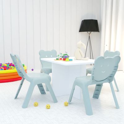 مكتب أطفال مريح من Mahmayi CH01 (80X50) باللون الأبيض مع 4 X CHC1 كرسي أطفال بلاستيكي باللون الرمادي الفاتح