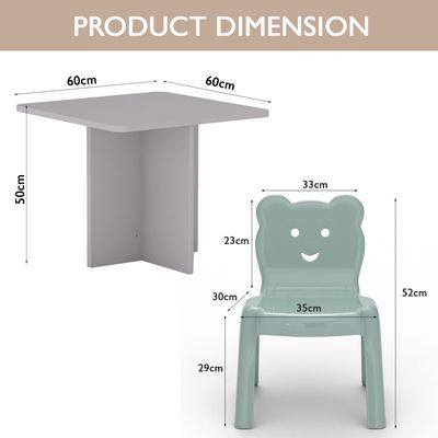 Mahmayi CH01 Child Desk(60X60) Light Grey with 2 X CHC1 Child Plastic Chair Light Grey Combo