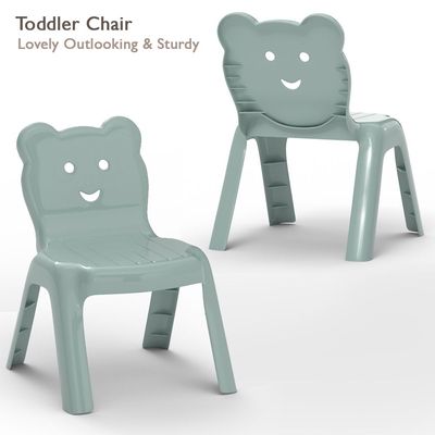 Mahmayi CH01 Child Desk(60X60) Light Grey with 2 X CHC1 Child Plastic Chair Light Grey Combo