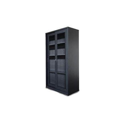 Godrej Full HT Steel and Glass door height adjustable with sliding door Filing Cabinet and bookshelf - Black