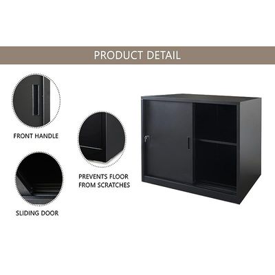 Victory Steel Japan Half HT Steel door height adjustable with sliding door Filing Cabinet - Black