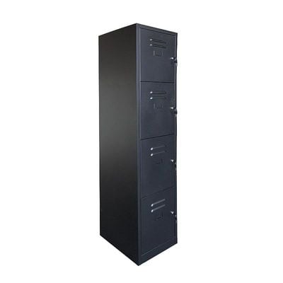 Mahmayi Godrej OEM Four Door Steel Locker in Black Finish - Heavy-Duty Storage Cabinet for Home, Office, or School Organization 