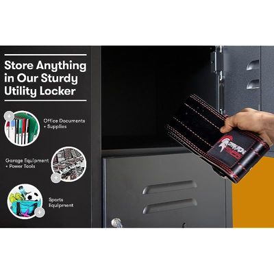 Mahmayi Godrej OEM Four Door Steel Locker in Black Finish - Heavy-Duty Storage Cabinet for Home, Office, or School Organization 