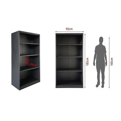 Mahmayi Godrej OEM Open Steel Bookcase in Black - Sturdy Metal Storage Shelf for Office or Home Use