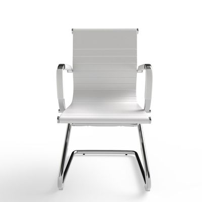 UT-C031V Visitors Chair, Waiting Room &amp; Reception PU Chair, Thick Padding Seat Ergonomic Executive Chair Fixed Armrest Chair Home Office Chair, Durable Base Visitor Armchair White