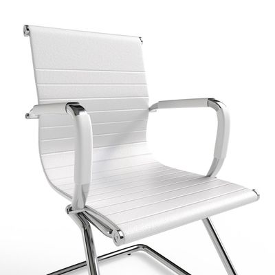 UT-C031V Visitors Chair, Waiting Room &amp; Reception PU Chair, Thick Padding Seat Ergonomic Executive Chair Fixed Armrest Chair Home Office Chair, Durable Base Visitor Armchair White