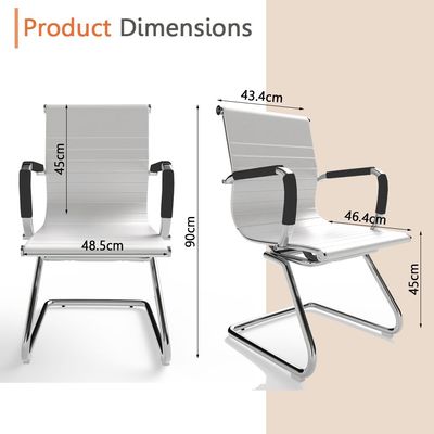UT-C031V Visitors Chair, Waiting Room &amp; Reception PU Chair, Thick Padding Seat Ergonomic Executive Chair Fixed Armrest Chair Home Office Chair, Durable Base Visitor Armchair White