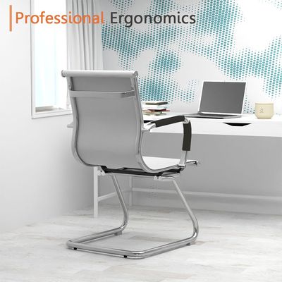 UT-C031V Visitors Chair, Waiting Room &amp; Reception PU Chair, Thick Padding Seat Ergonomic Executive Chair Fixed Armrest Chair Home Office Chair, Durable Base Visitor Armchair White