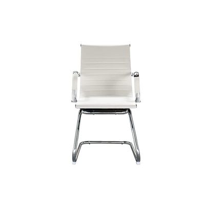 UT-C031V Visitors Chair, Waiting Room &amp; Reception PU Chair, Thick Padding Seat Ergonomic Executive Chair Fixed Armrest Chair Home Office Chair, Durable Base Visitor Armchair White