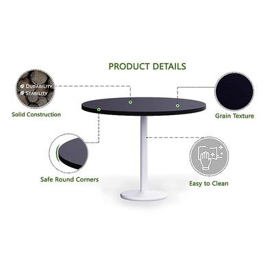 Round Pantry Table, Simple Modern Design Coffee Task for Home Office Bistro Balcony Lawn Breakfast, (100 cm Dia, Black)