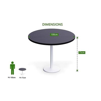 Round Pantry Table, Simple Modern Design Coffee Task for Home Office Bistro Balcony Lawn Breakfast, (100 cm Dia, Black)