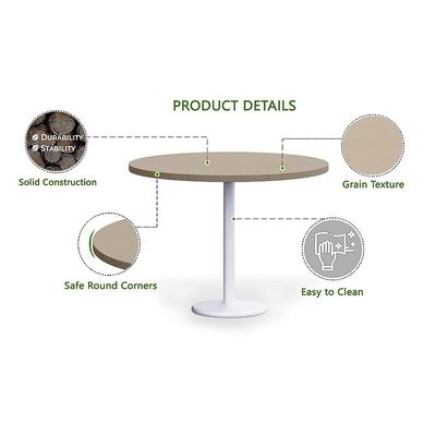 Round Pantry Table, Simple Modern Design Coffee Task for Home Office Bistro Balcony Lawn Breakfast, (100 cm Dia, Linen)