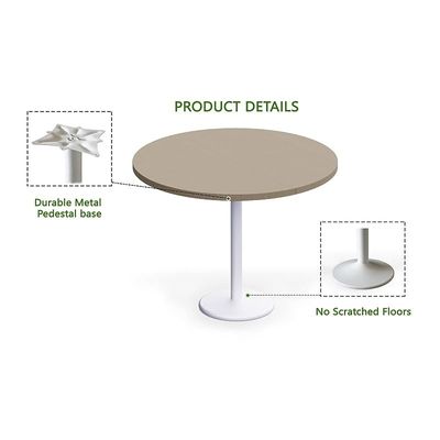 Round Pantry Table, Simple Modern Design Coffee Task for Home Office Bistro Balcony Lawn Breakfast, (100 cm Dia, Linen)