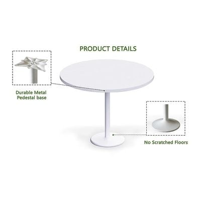 Round Pantry Table, Simple Modern Design Coffee Task for Home Office Bistro Balcony Lawn Breakfast, (100 cm Dia, White)