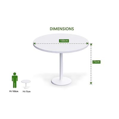 Round Pantry Table, Simple Modern Design Coffee Task for Home Office Bistro Balcony Lawn Breakfast, (100 cm Dia, White)