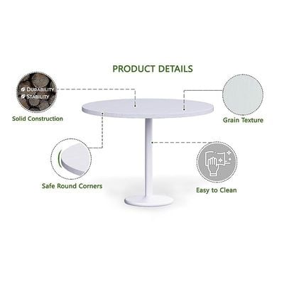 Round Pantry Table, Simple Modern Design Coffee Task for Home Office Bistro Balcony Lawn Breakfast, (100 cm Dia, White)