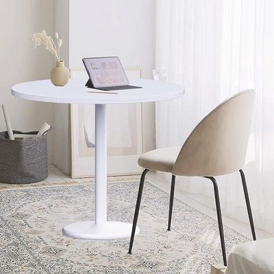 Round Pantry Table, Simple Modern Design Coffee Task for Home Office Bistro Balcony Lawn Breakfast, (100 cm Dia, White)