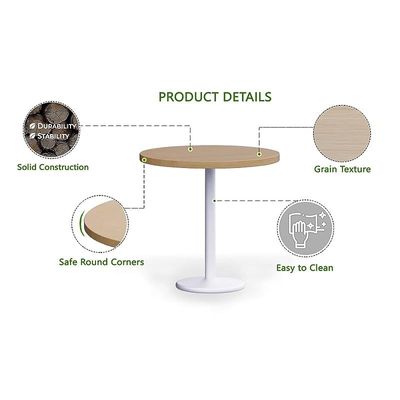 Round Pantry Table, Simple Modern Design Coffee Task for Home Office Bistro Balcony Lawn Breakfast, (80 cm Dia, Oak)
