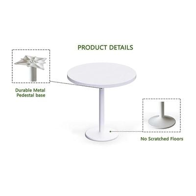 Round Pantry Table, Simple Modern Design Coffee Task for Home Office Bistro Balcony Lawn Breakfast, (80 cm Dia, White)